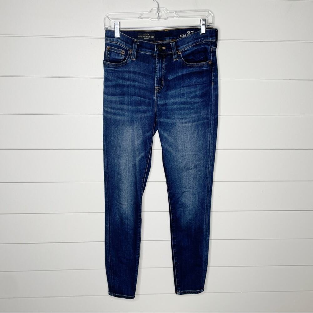 J.Crew Lookout High Rise Stretchy Skinny Jeans Dark Wash Size 27 - Picture 2 of 10